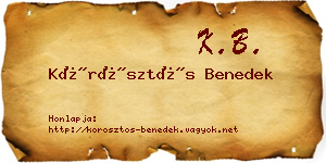 Körösztös Benedek névjegykártya