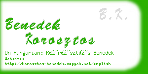 benedek korosztos business card